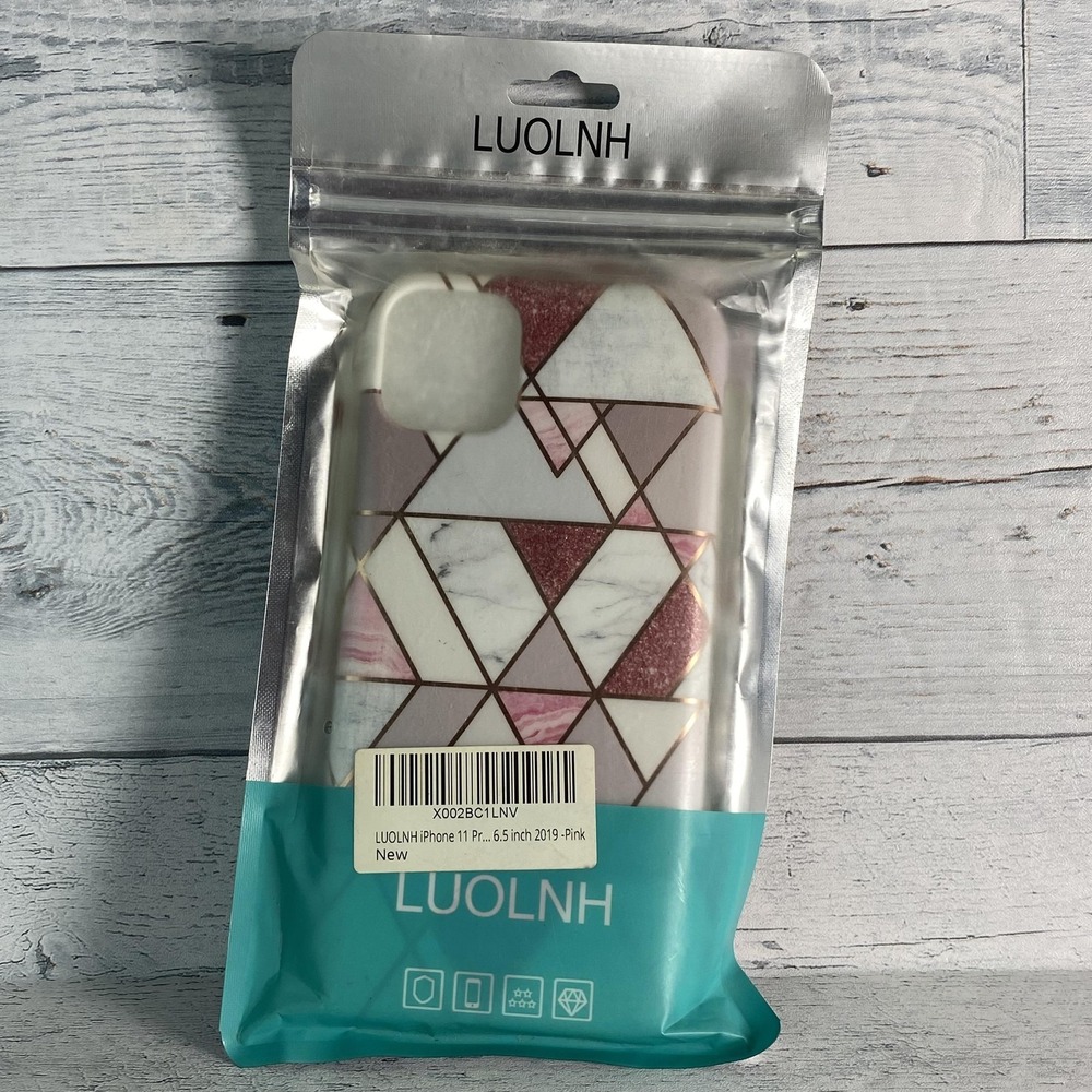 Luolnh Phone Case‎ IPhone 11 Pro Max Pink Marble Geometric Glitter TPU Cover New